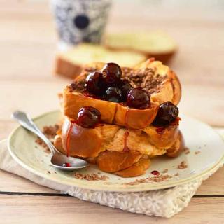 Grilled Brioche with Chocolate and Amarena Cherries Grilled Brioche with Chocolate and Amarena Cherries