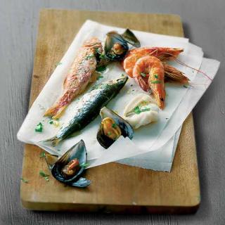 Grilled fish and shellfish