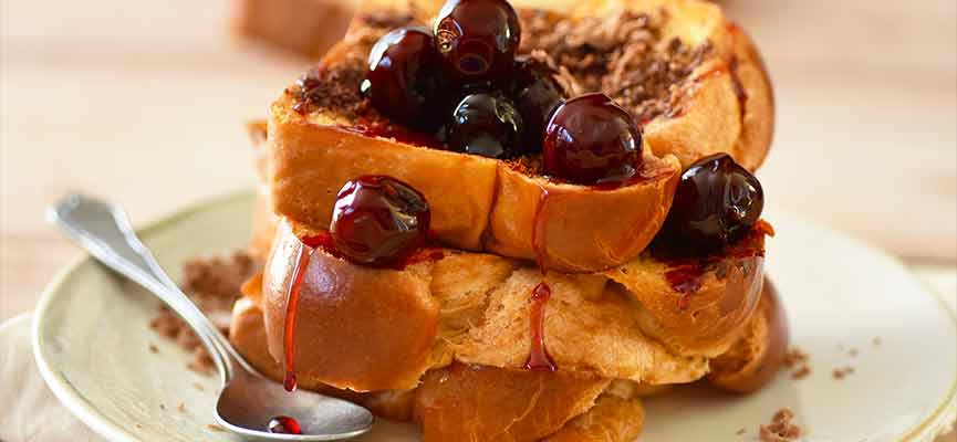 Grilled Brioche with Chocolate and Amarena Cherries