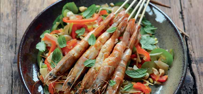 Asian prawn skewers