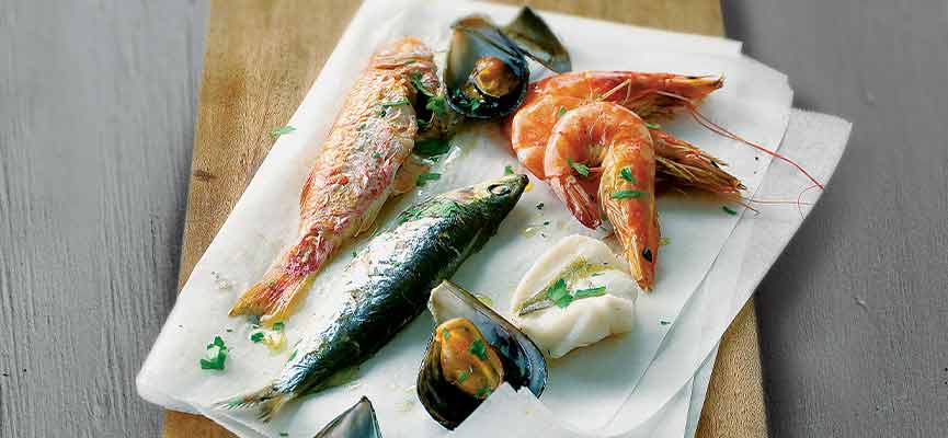 Grilled fish and shellfish Grilled fish and shellfish